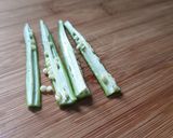 A picture of step 1 of Kurkuri Bhindi.