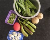 A picture of step 2 of Green flat beans mix subzi Gujarati style.