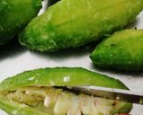 A picture of step 2 of Besan stuffed karela(bitter gourds).