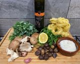 A picture of step 1 of Tagliatelle with Bread Tree Nut (chestnut) Pesto.