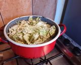 Kelkáposztafőzelék tükörtojással recept fázis 2 fotója