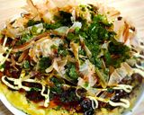 A picture of step 5 of Okonomiyaki Japanese food.