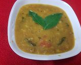 A picture of step 3 of Ragi dosa with sambar and chutney.