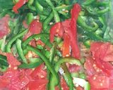 A picture of step 3 of Pasta with green veggies and schezwan chutney.