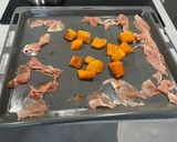 A picture of step 1 of Parma ham and butternut pasta.