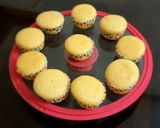 A picture of step 3 of Vanilla cup cakes with chocolate frosting.