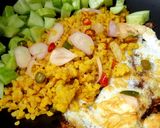 รูปขั้นตอนการทำที่ 2 ของ ข้าวผัดไข่แดง ไข่ขาวกรอบ พริกน้ำปลา Yolk Fried Rice Crispy White