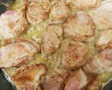 A picture of step 3 of Garlic & Ginger Pork with Creamy sauce. And mashed potato.