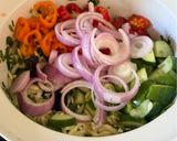 A picture of step 4 of Greek Salad with Orzo.
