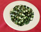 A picture of step 2 of Rice with Bhindi (Okra)  Stir fry.
