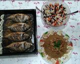 صورة لخطوة 14 من وصفة 🐟 سمك 🐟 مشوي بالفرن 🐟 (دنيس) وأرز 🍚 صيادية 🐟 مع السلطة 🥗