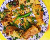 A picture of step 3 of Besan cheela roll.