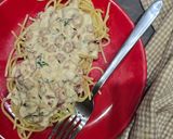Spagetti gombás-baconos szósszal recept fázis 2 fotója
