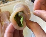 A picture of step 4 of Chicken tender rolls (shiso leaves + umeboshi).
