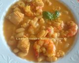 Foto del paso 4 de la receta Alubias con pechuga de pollo y gambones
