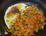 A picture of step 2 of Egg & vegetable stir fried rice.