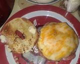 A picture of step 3 of Salami, Egg, and Braunschweiger, Cheese Everything Bagel.