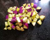 A picture of step 1 of Thai Eggplant Red Curry.