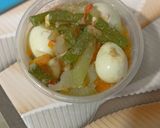 Foto langkah ke 5 dari resep Sayur Kelo Santan Labu Siam, Telor Puyuh, Kacang Panjang, Tempe, Wortel.