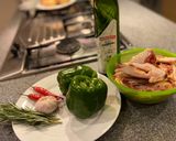 A picture of step 1 of Chicken with garlic and rosemary.