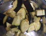 A picture of step 1 of Stir-fried eggplant with chicken (a twist on P.F. Chang’s stir-fried spicy eggplant recipe).