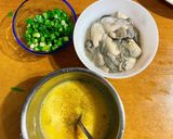 A picture of step 2 of Chive and Oyster Omelette.