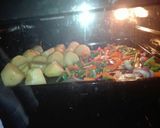 A picture of step 2 of Pan grilled mutton ribs, Roasted potatoes with veggies.