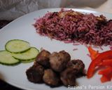 A picture of step 22 of Sumac-beetroo rice with meatballs.