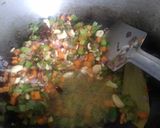 A picture of step 3 of Veg fried rice and jeera rice.