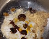 A picture of step 6 of Kaju ki burfi (cherries 🍒 and rose flavour) and laddoo (pan flavour).