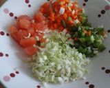 A picture of step 1 of Veg sandwich with hang curd.