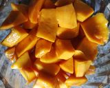 A picture of step 1 of Mango Saffron salad.