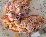A picture of step 3 of Sweet potato with  tuna topping.