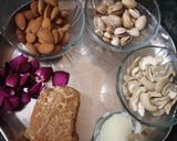 A picture of step 1 of Dry fruit rose petals chikki.