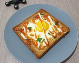 Foto langkah ke 4 dari resep Oven Baked Toast with Egg-Cheese-Basil (Ide Roti Panggang).