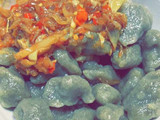 Flour and semolina dumplings (Dan wake) with veggies