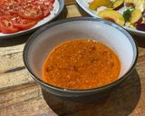 A picture of step 5 of Romesco sauce - Mediterranean roasted red pepper sauce.