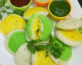 A picture of step 9 of Tri colour idli.