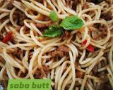 A picture of step 13 of Spicy Mutton Qeema Spaghetti🍝🍅.