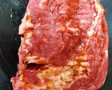 A picture of step 1 of My Sizzling Steak in a BBQ whiskey Sauce. 🤗🤗.