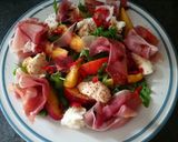 A picture of step 7 of Nectarine, Prosciutto and Mozerella Salad.