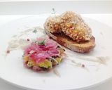 A picture of step 7 of Fried Rabbit Chops, Marinated Zucchini, and Sweet Onion Cream.