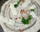 A picture of step 3 of Owar cheese pizza dosa with tomato onion chutney gravy.