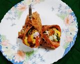 A picture of step 8 of Beetroot Homous Wraps.