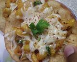 A picture of step 5 of Papdi with cheese and pasta.