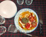 Foto del paso 22 de la receta Tortilla de brócoli con sobre mesa de tomate