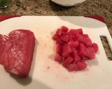 A picture of step 2 of Tuna poke with coconut rice and Bibb lettuce.