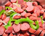A picture of step 2 of Beef Polska Kielbasa with Beans 🫘.
