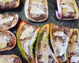 A picture of step 4 of Light Stuffed Eggplant and Bell Peppers - Ground Meat, Provolone, and Parmesan.