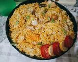 A picture of step 6 of Chicken Achari biryani.